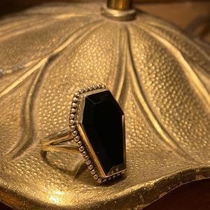 Sterling Silver and Onyx Coffin Ring